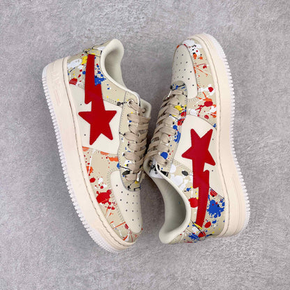 Bape STA Low Paint Splatter - Ivory