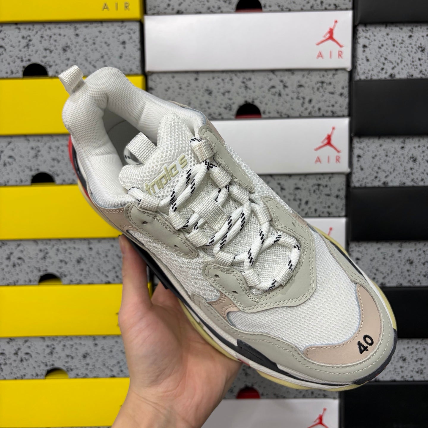 BLG Triple S Mule White/Black/Red/Beige