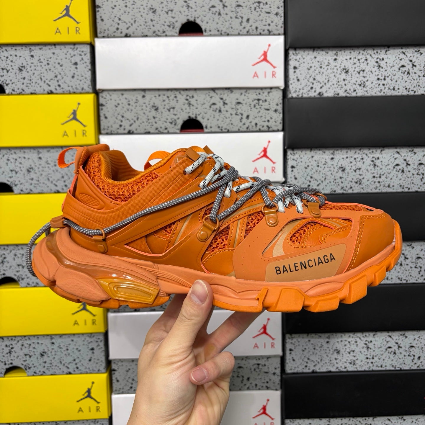 BLG Track Trail Laces Black Orange/grey