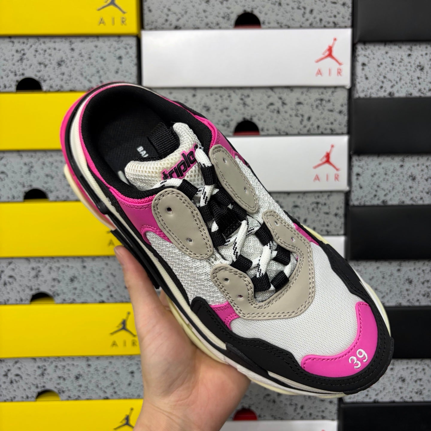 BLG Triple S Mule White/Black/Pink
