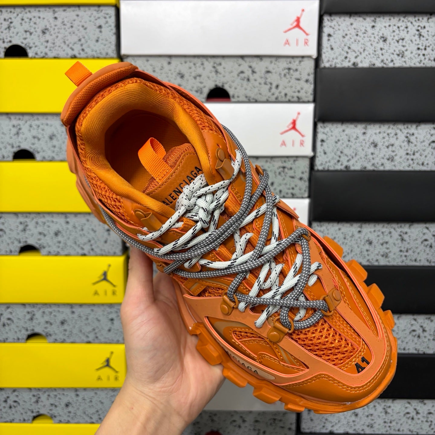 BLG Track Trail Laces Black Orange/grey