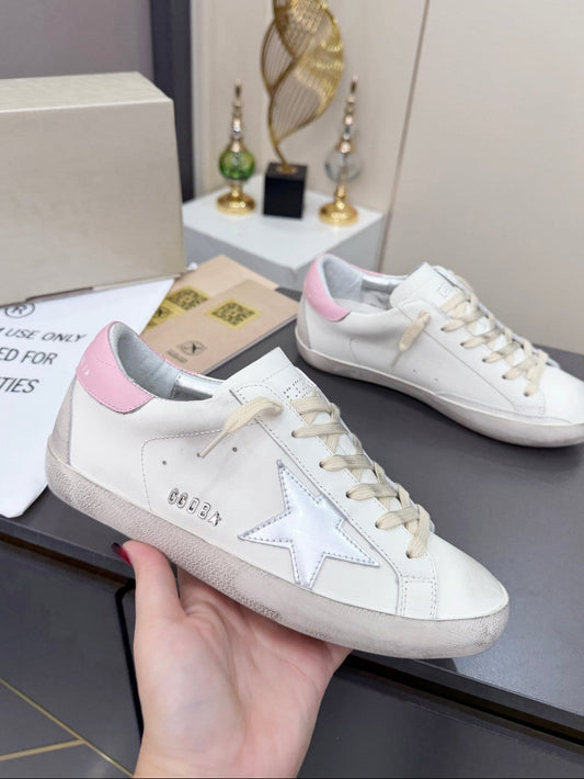 GDGS Superstar Pink Back Silver Shine White Lether Laces