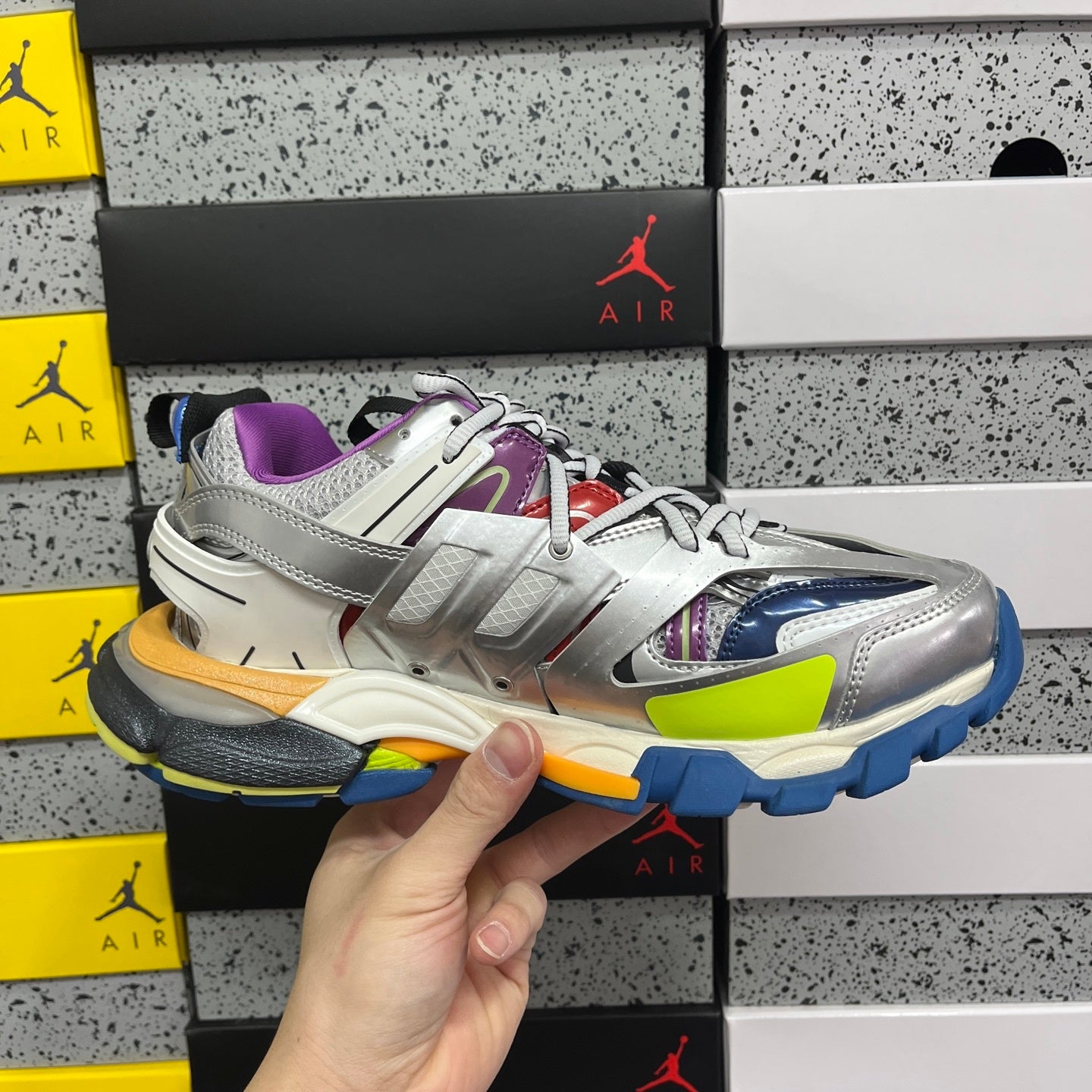 BLG Track Leather Free White Silver Multi