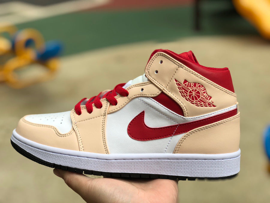 AJ1 MID Mid Light Curry Cardinal