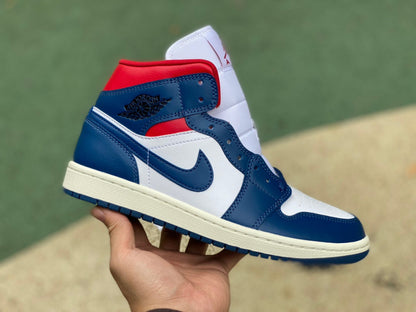 AJ1 MID French Blue Gym Red