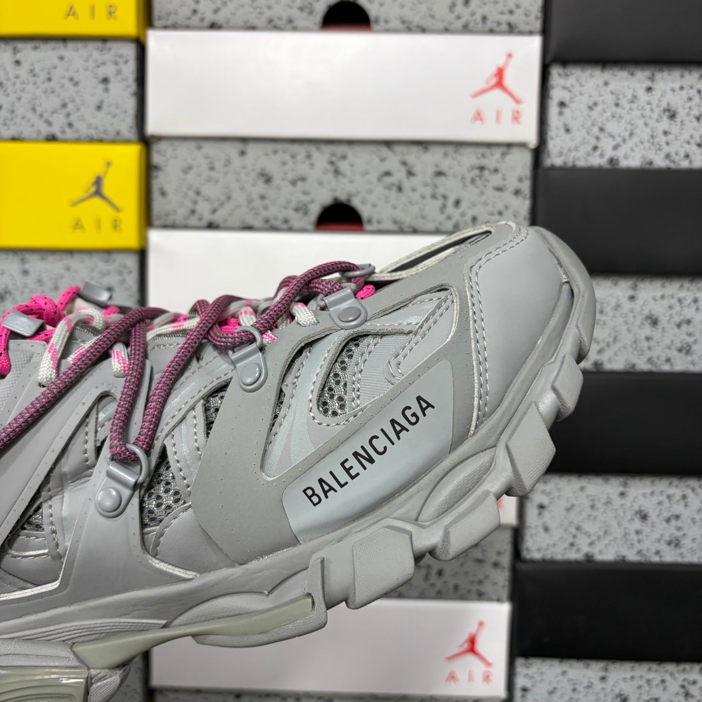 BLG Track Trail Laces Grey Pink