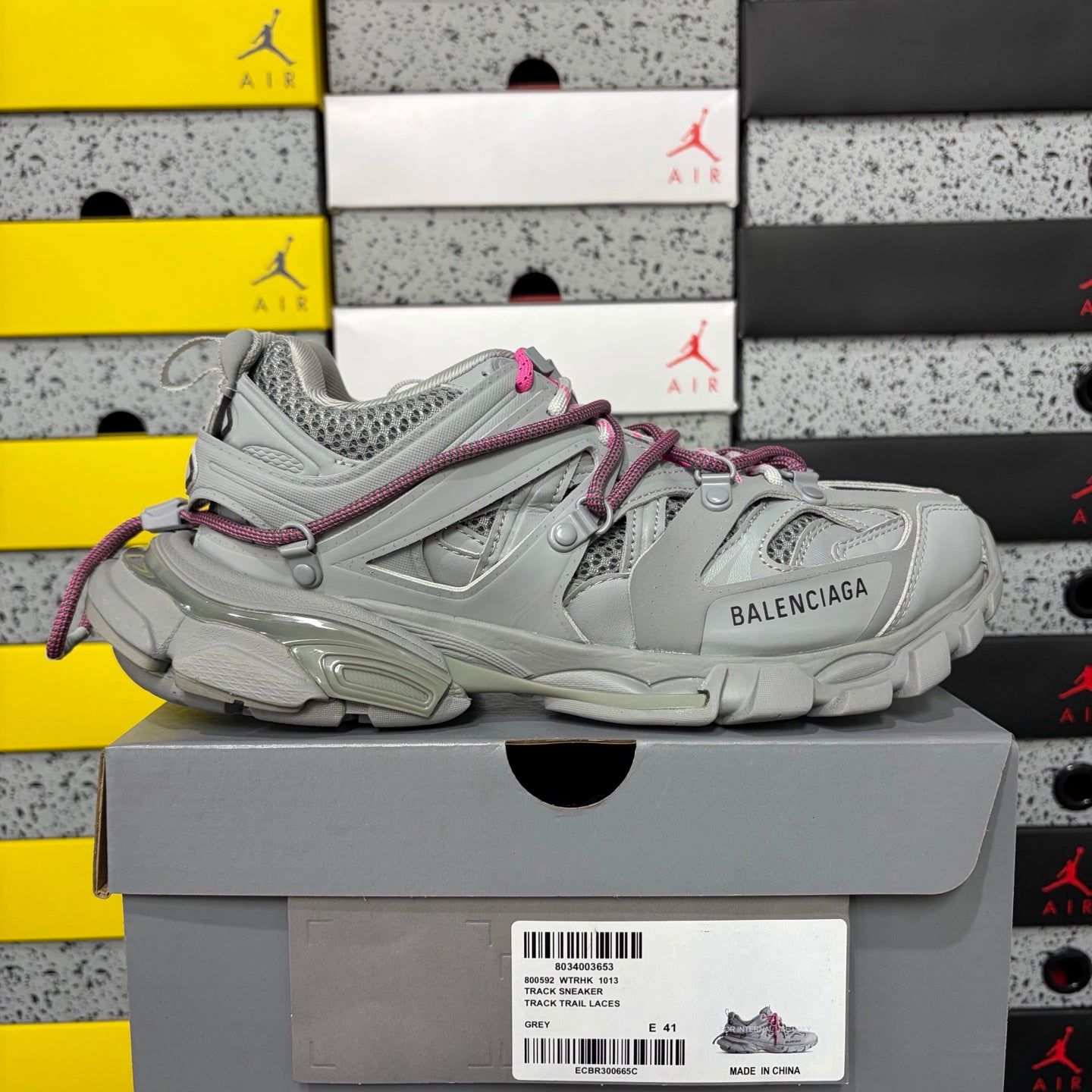 BLG Track Trail Laces Grey Pink