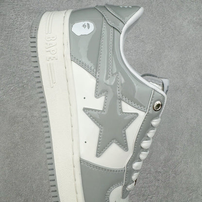 Bape STA Low Patent Leather White Grey