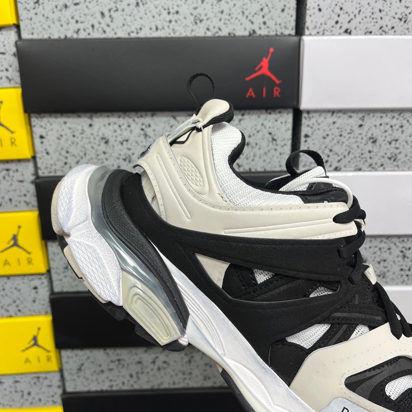 BLG Track Grey Black and White Mesh and Suede Like Fabric