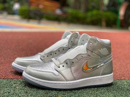 AJ1 High Golf Silver