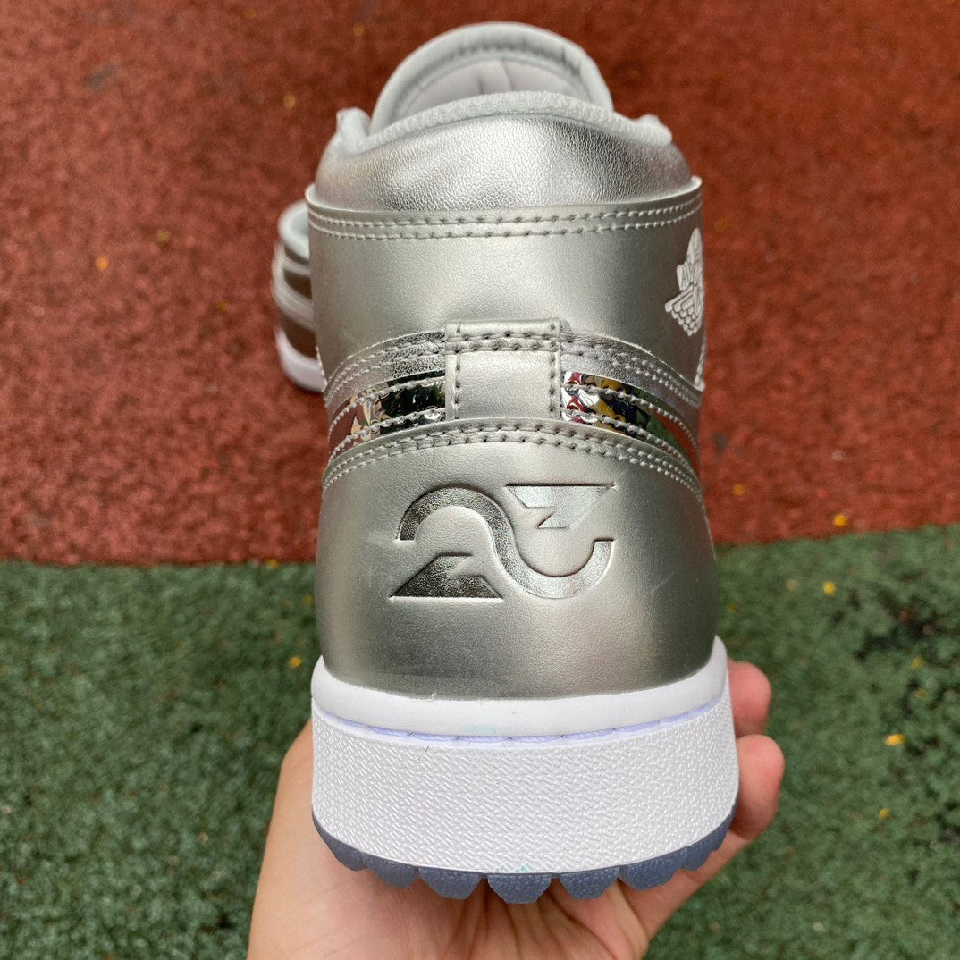 AJ1 High Golf Silver