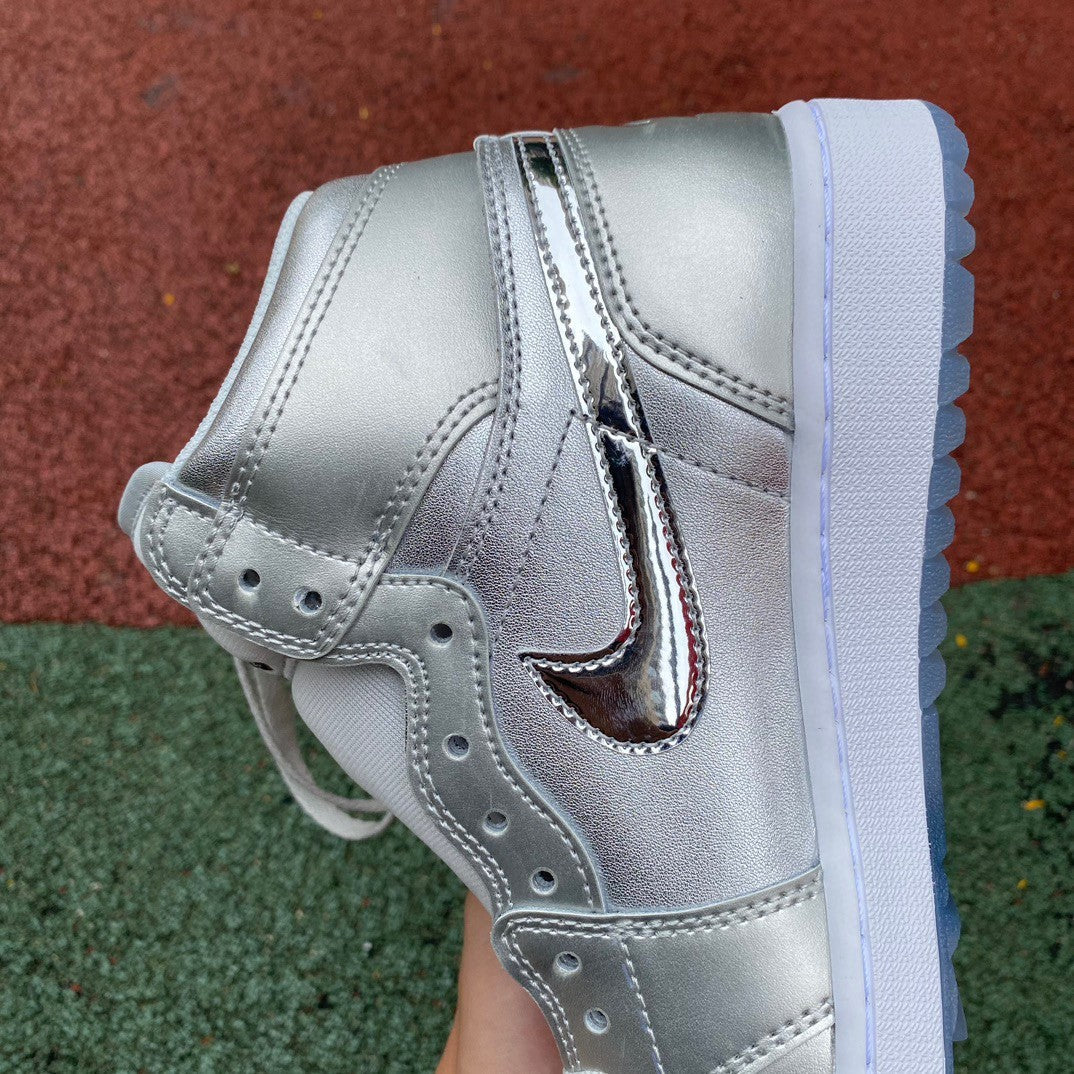 AJ1 High Golf Silver