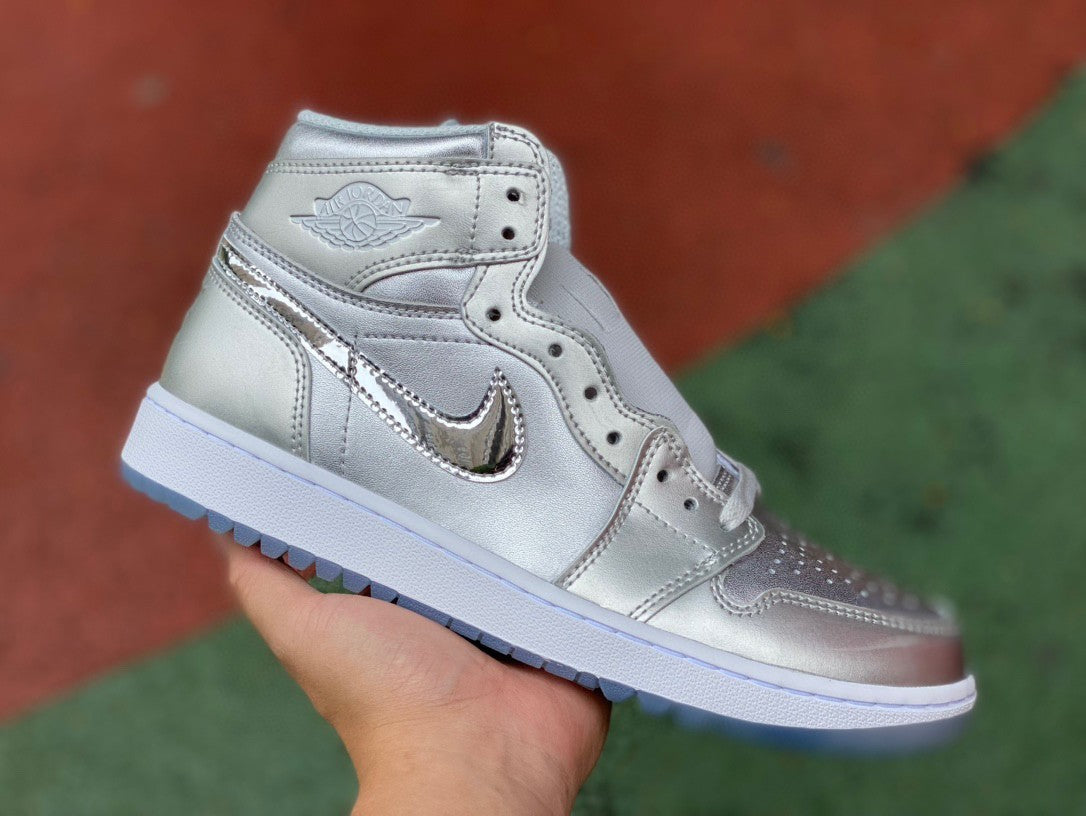 AJ1 High Golf Silver