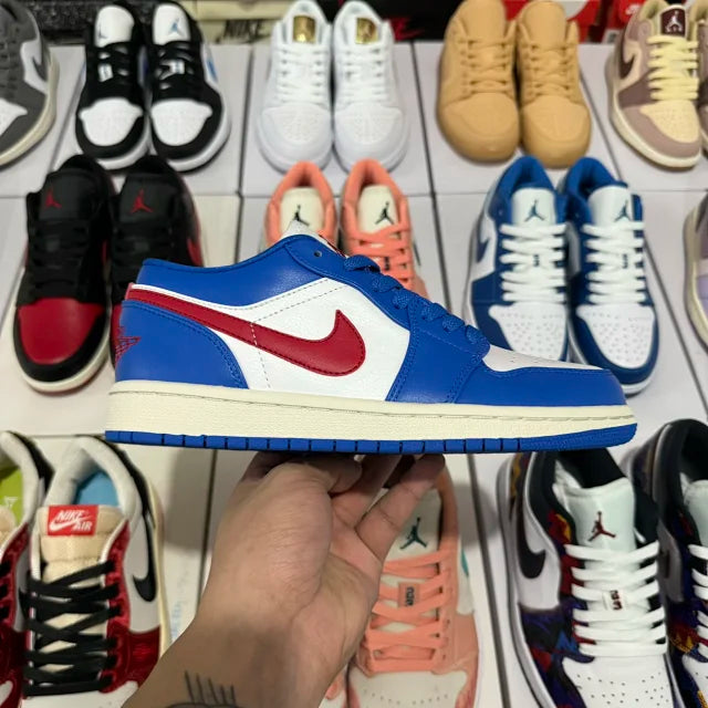 AJ1 Low Blue Gym Red