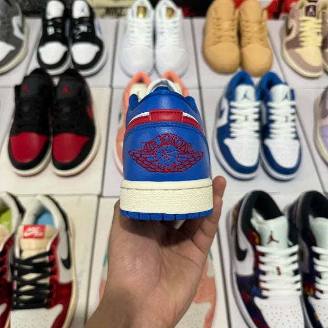 AJ1 Low Blue Gym Red