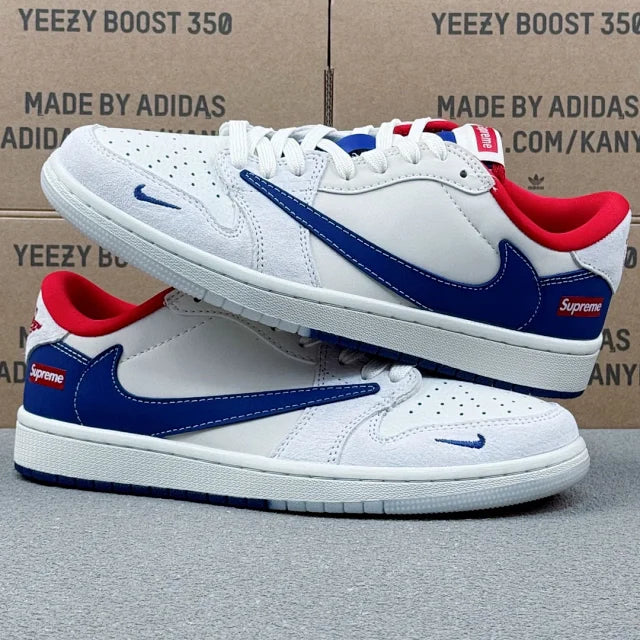 AJ1 Low x Sumpreme Blue Red And White
