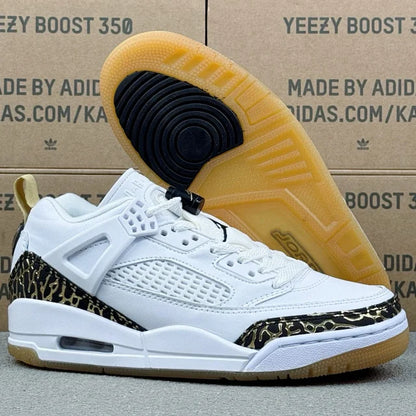 AJ Spizike Low White Metallic Gold