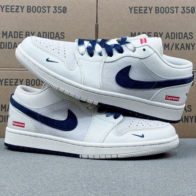 AJ1 Low Blue and White