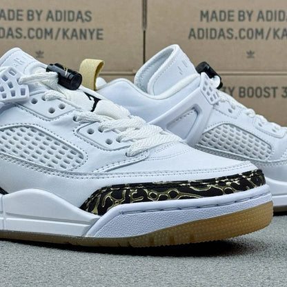 AJ Spizike Low White Metallic Gold