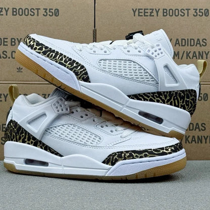 AJ Spizike Low White Metallic Gold