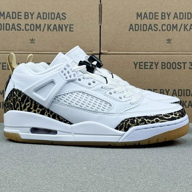 AJ Spizike Low White Metallic Gold