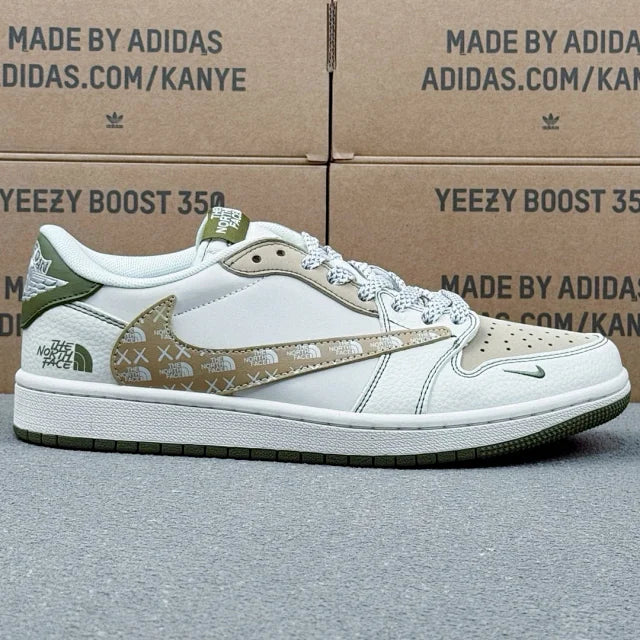 AJ1 Low x Travis Scott x Fragment Design White Green And Brown