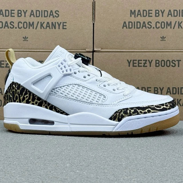 AJ Spizike Low White Metallic Gold