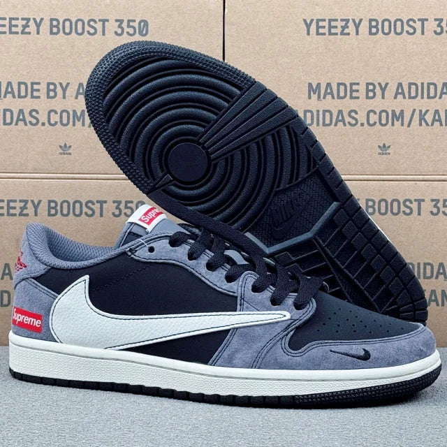 AJ1 Low x Supreme Black And Grey