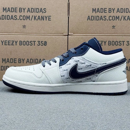 AJ1 Low x Stussy Blue and White
