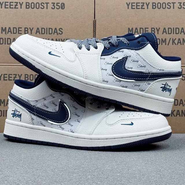 AJ1 Low x Stussy Blue and White