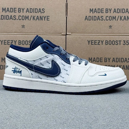 AJ1 Low x Stussy Blue and White