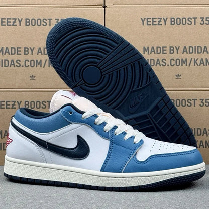 AJ1 Low White/University Blue/Black