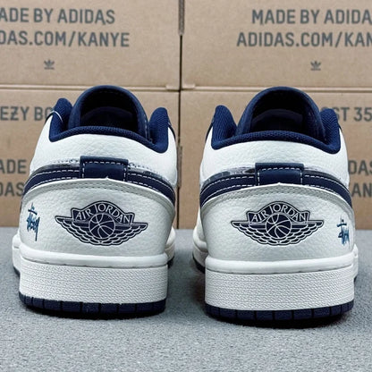 AJ1 Low x Stussy Blue and White