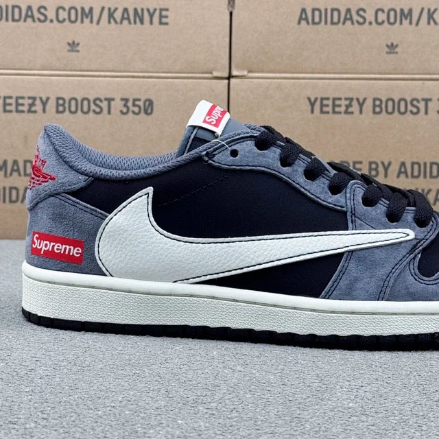 AJ1 Low x Supreme Black And Grey