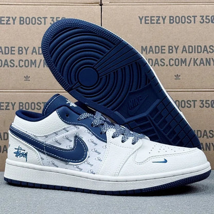 AJ1 Low x Stussy Blue and White