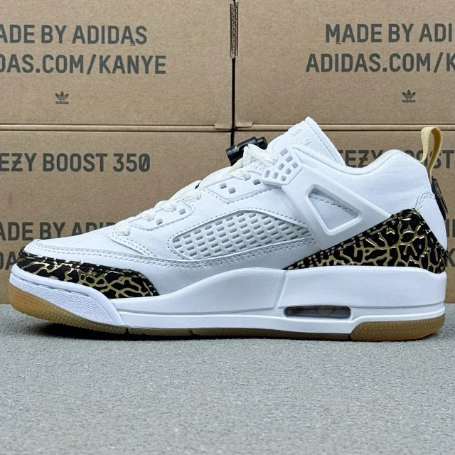 AJ Spizike Low White Metallic Gold