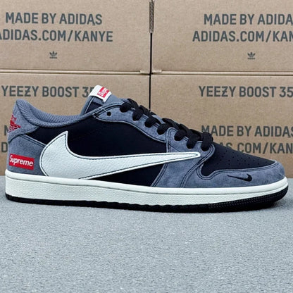 AJ1 Low x Supreme Black And Grey