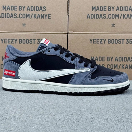 AJ1 Low x Supreme Black And Grey
