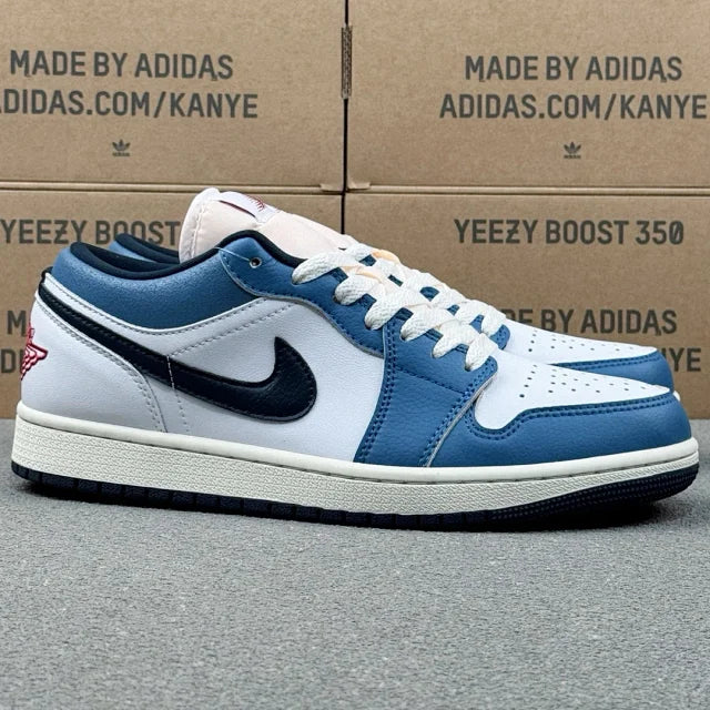 AJ1 Low White/University Blue/Black