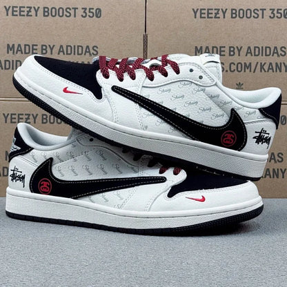 AJ1 Low Stussy Black and white