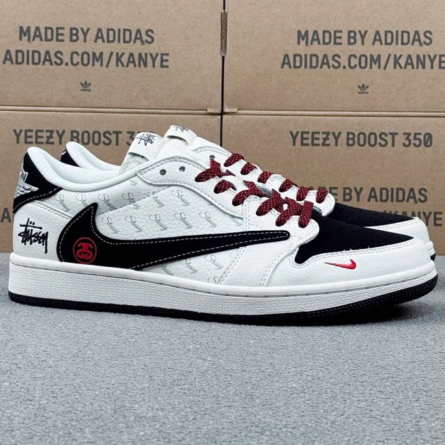 AJ1 Low Stussy Black and white