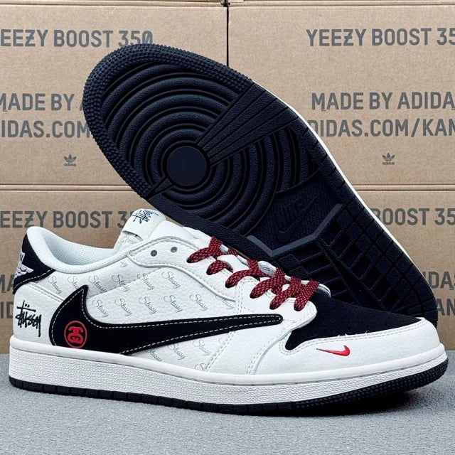 AJ1 Low Stussy Black and white