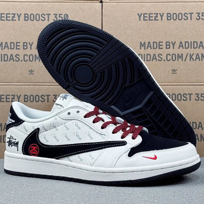 AJ1 Low Stussy Black and white