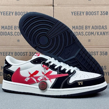 AJ1 Low Stussy Black white and Red