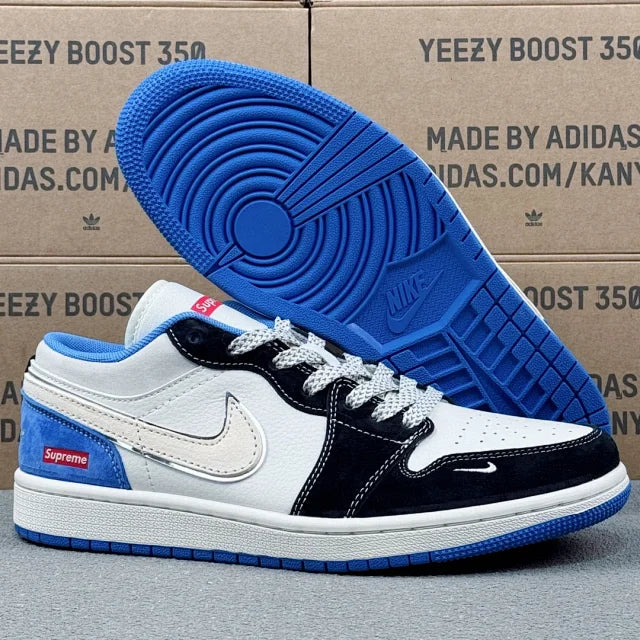 AJ1 Low x Supreme Blue Black And White