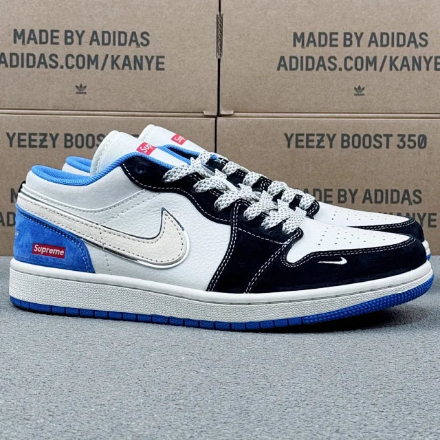 AJ1 Low x Supreme Blue Black And White