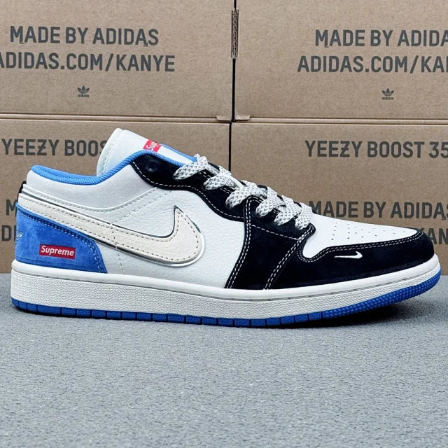 AJ1 Low x Supreme Blue Black And White