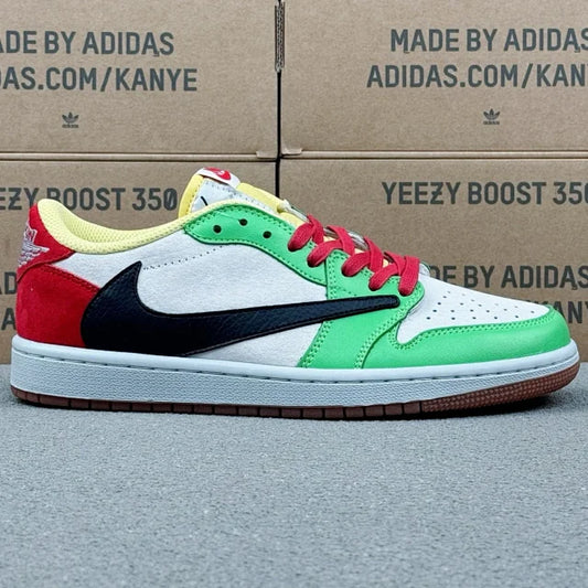 AJ1 Low x Travis Scott green, red and white