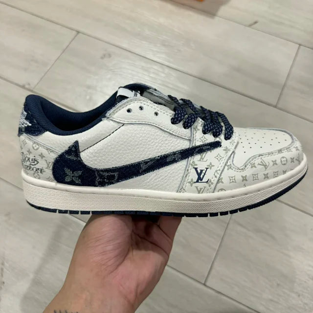 AJ1 Low x LV White and Blue