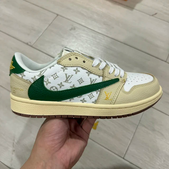 AJ1 Low x LV White and Green
